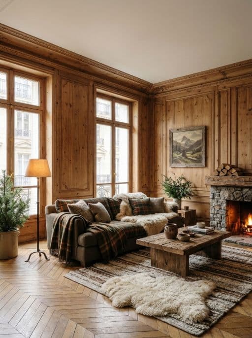 Raum im Stil Alpenchalet neu gestaltet