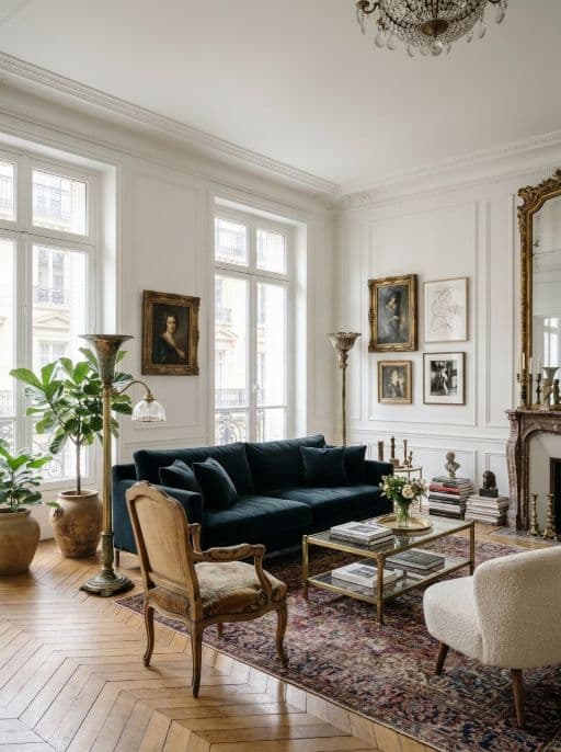Raum im Stil Pariser Haussmann neu gestaltet