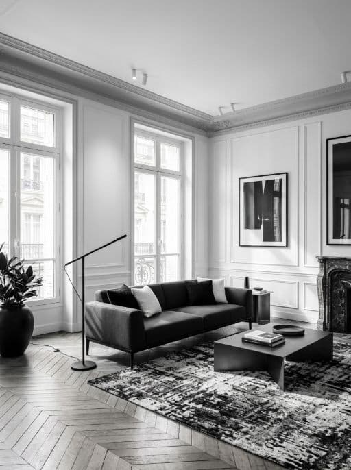 Raum im Stil Monochrom neu gestaltet