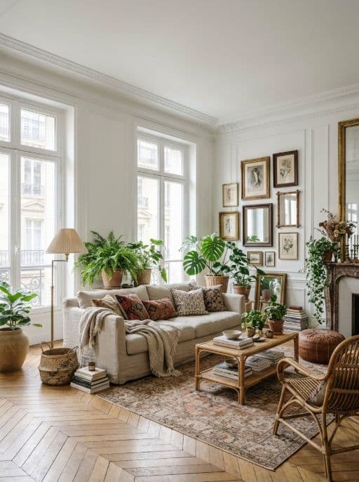 Raum im Stil Pariser Boho neu gestaltet